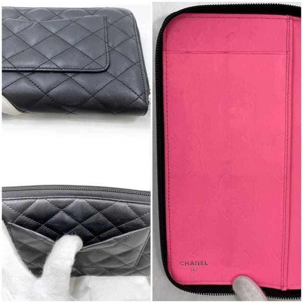 CHANEL Black Lambskin Leather Logo Wallet - Picture 10 of 11